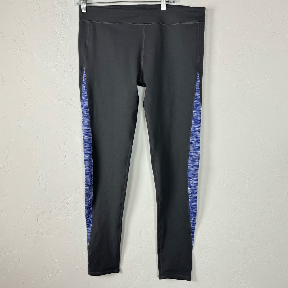 Fabletics Leggings Pants Dark Gray Heather Marled Purple Workout Athletic Knit‎